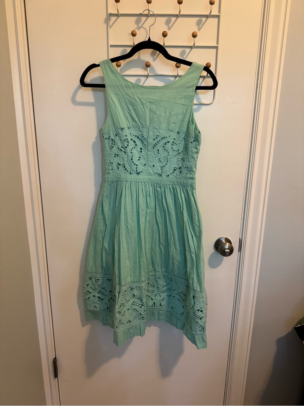 Meadow Rue Mint Green Eyelet Midi Dress